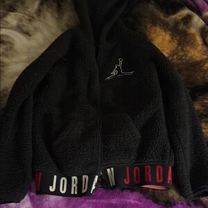 Jordan Black Fleece Jacket with Red Accents